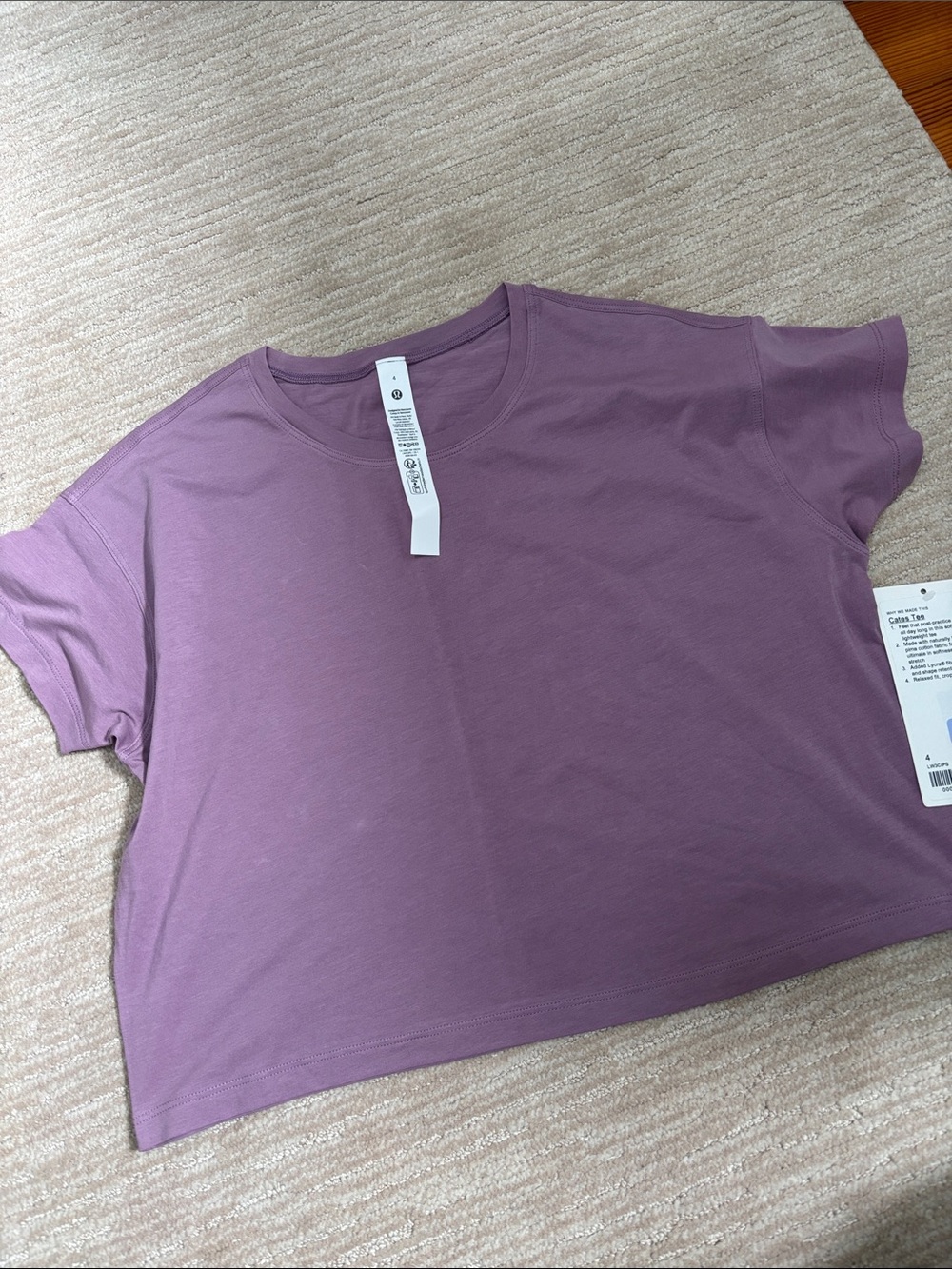 lululemon athletica Purple Cropped Crew Short Sleeve Tee